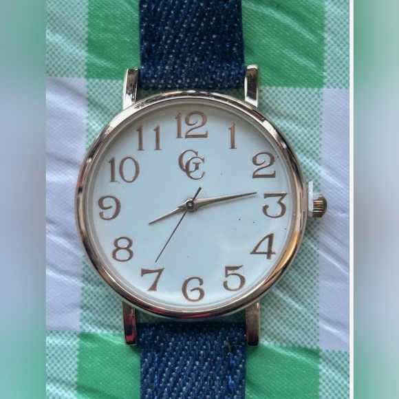 NEW Charming Charlie Rose-Gold Watch W/ Denim Straps - Picture 1 of 7